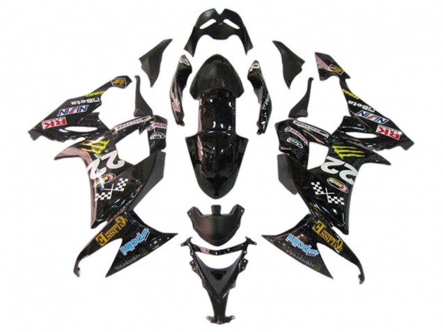 Descuento Carenados Moto Kawasaki ZX10R 2006-2007 - Negro Brillante Rojo Azul Amarillo Monstruo