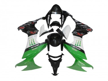 Descuento Carenados Moto Kawasaki ZX10R 2008-2010 - Negro Brillante Blanco Verde Monstruo