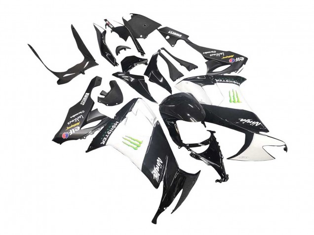 Descuento Carenados Moto Kawasaki ZX10R 2008-2010 - Negro Brillante Blanco Verde Monstruo Elf