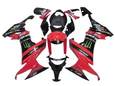 Descuento Carenados Moto Kawasaki ZX10R 2008-2010 - Rojo Negro Verde Monstruo Elf 27