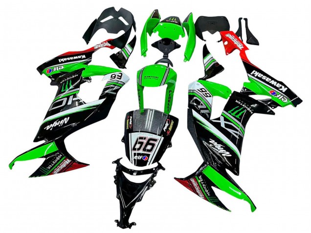 Descuento Carenados Moto Kawasaki ZX10R 2008-2010 - Verde Blanco Rojo Negro Monstruo Elf 66