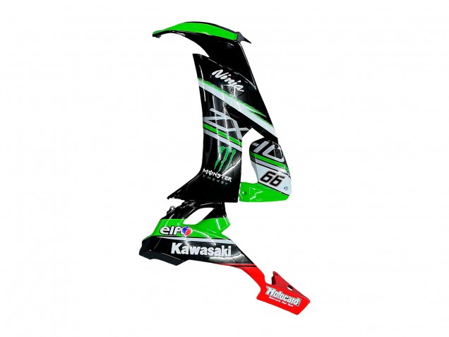 Descuento Carenados Moto Kawasaki ZX10R 2008-2010 - Verde Blanco Rojo Negro Monstruo Elf 66