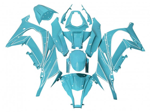 Descuento Carenados Moto Kawasaki ZX10R 2008-2010 - Azul Claro Blanco Línea