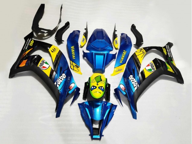 Descuento Carenados Moto Kawasaki ZX10R 2008-2010 - Azul Amarillo Negro Tiburón