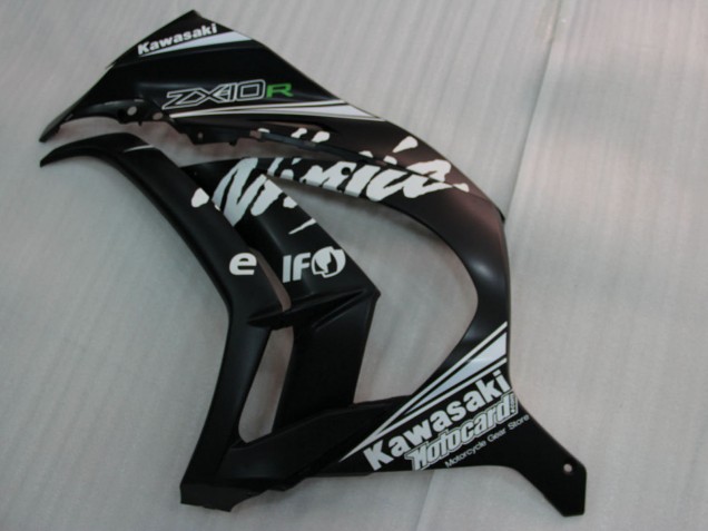 Descuento Carenados Moto Kawasaki ZX10R 2011-2015 - Negro Brillante Blanco Elf Nieve Calcomanía
