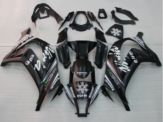 Descuento Carenados Moto Kawasaki ZX10R 2011-2015 - Negro Brillante Blanco Elf Nieve Calcomanía