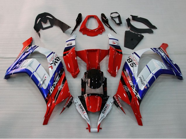 Descuento Carenados Moto Kawasaki ZX10R 2011-2015 - Blanco Azul Rojo Negro SBK Maxxis