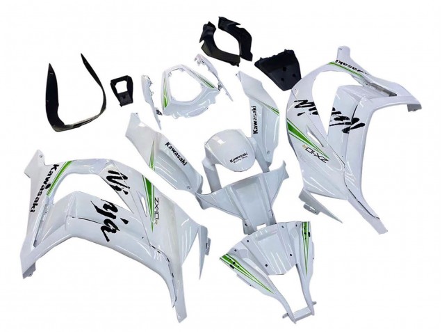 Descuento Carenados Moto Kawasaki ZX10R 2011-2015 - Blanco Verde Raya Negro Ninja