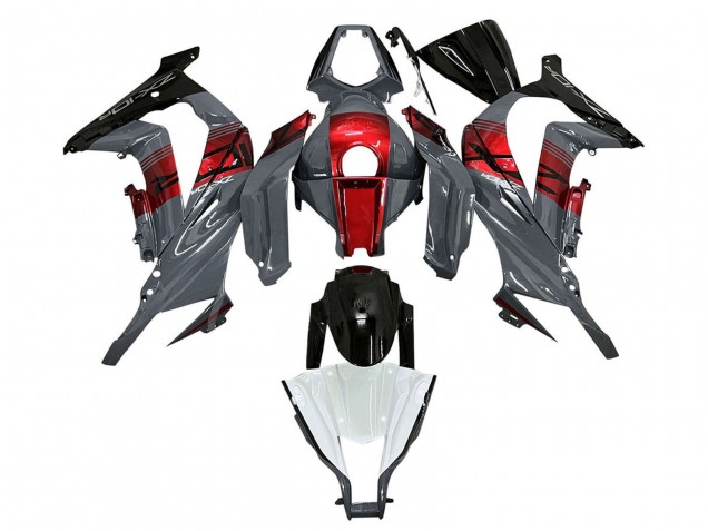 Descuento Carenados Moto Kawasaki ZX10R 2011-2015 - Gris Rojo Negro Brillante