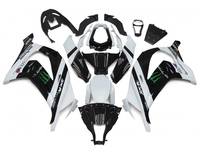 Descuento Carenados Moto Kawasaki ZX10R 2011-2015 - Blanco Negro Brillante Verde Monstruo