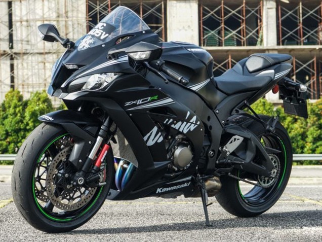 Descuento Carenados Moto Kawasaki ZX10R 2011-2015 - Negro Mate Blanco Verde Nieve Calcomanía