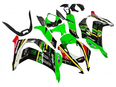 Descuento Carenados Moto Kawasaki ZX10R 2016-2020 - Verde Amarillo Rojo Negro Elf Monstruo