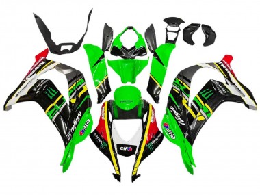 Descuento Carenados Moto Kawasaki ZX10R 2016-2020 - Verde Amarillo Rojo Negro Elf Monstruo
