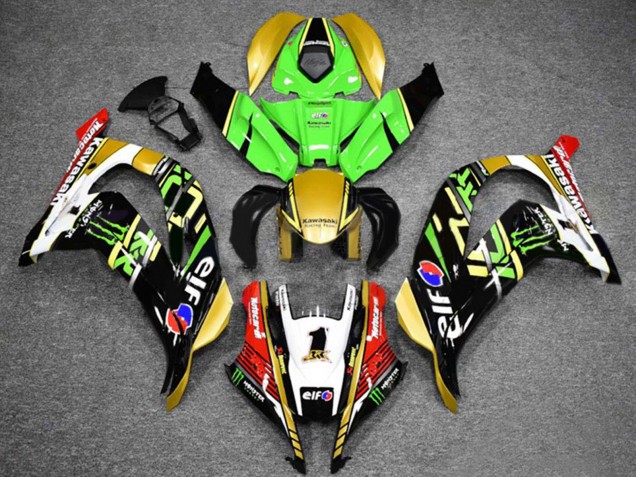 Descuento Carenados Moto Kawasaki ZX10R 2016-2020 - Verde Oro Blanco Rojo Negro Elf Monstruo