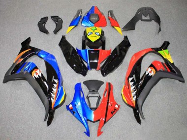 Descuento Carenados Moto Kawasaki ZX10R 2016-2020 - Azul Rojo Amarillo Negro Tiburón