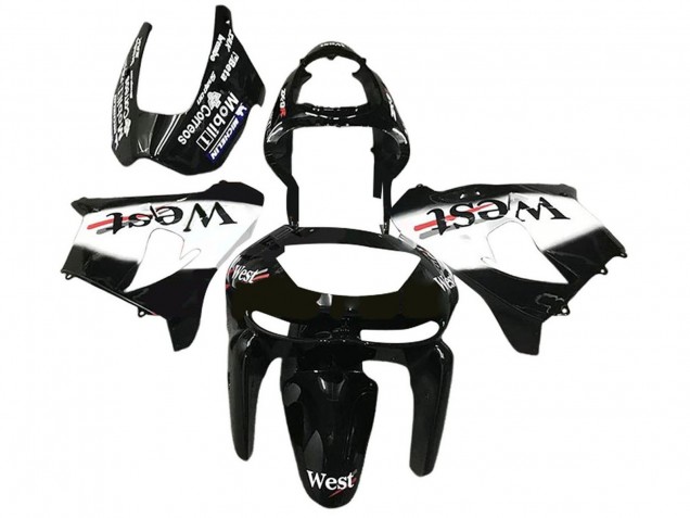 Descuento Carenados Moto Kawasaki ZX6R 1998-1999 - Negro Brillante Blanco West