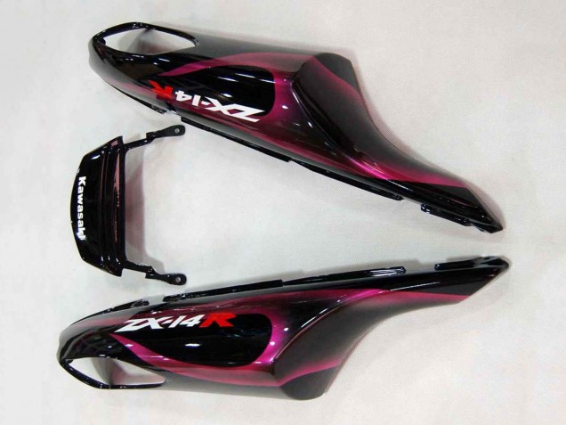 Descuento Carenados Moto Kawasaki ZX14R ZZR1400 2006-2011 - Negro Brillante Rojo Rosa Llama