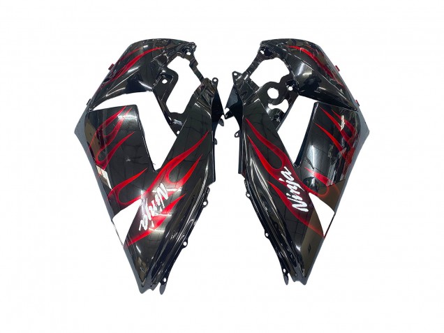 Descuento Kits Carenado Moto Kawasaki ZX14R ZZR1400 2006-2011 - Negro Brillante Rojo Llama