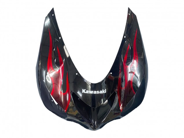Descuento Kits Carenado Moto Kawasaki ZX14R ZZR1400 2006-2011 - Negro Brillante Rojo Llama