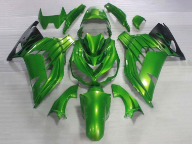Descuento Carenado Moto Kawasaki ZX14R ZZR1400 2006-2011 - Verde Negro Brillante