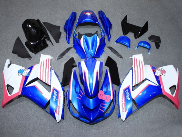 Descuento Carenados Moto Kawasaki ZX14R ZZR1400 2006-2011 - Azul Blanco Rosa