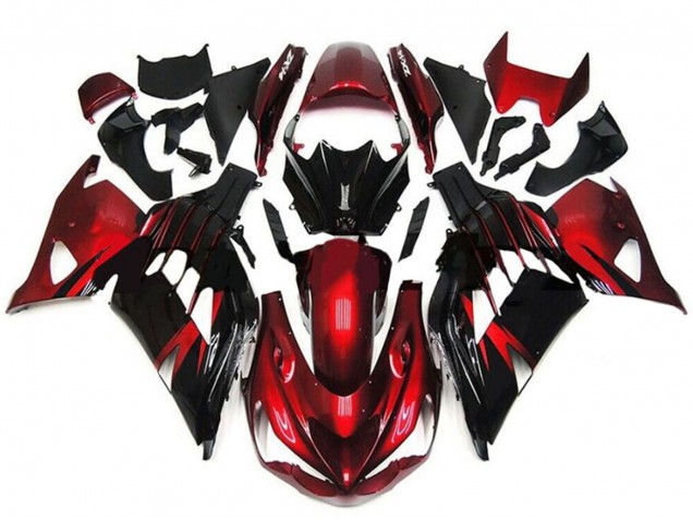 Descuento Carenados Moto Kawasaki ZX14R ZZR1400 2012-2024 - Rojo Negro Brillante
