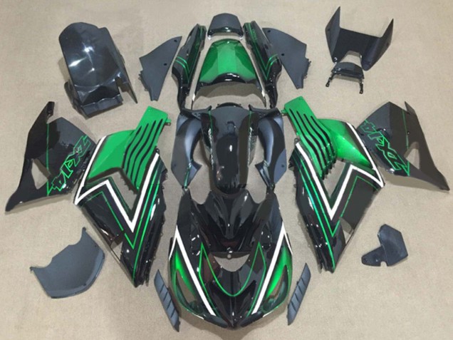 Descuento Kits Carenado Moto Kawasaki ZX14R ZZR1400 2006-2011 - Verde Negro Brillante