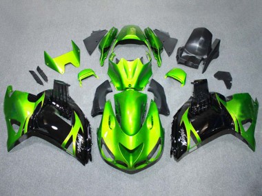 Descuento Kits Carenados Moto Kawasaki ZX14R ZZR1400 2006-2011 - Verde Negro Brillante