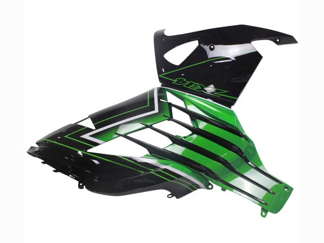 Descuento Carenados Moto Kawasaki ZX14R ZZR1400 2012-2024 - Verde Negro Brillante Raya