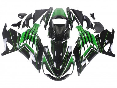 Descuento Carenados Moto Kawasaki ZX14R ZZR1400 2012-2024 - Verde Negro Brillante Raya