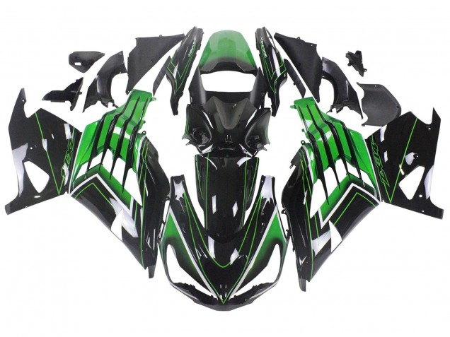 Descuento Carenados Moto Kawasaki ZX14R ZZR1400 2012-2024 - Verde Negro Brillante Raya