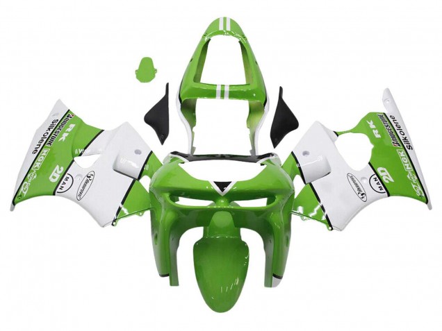 Descuento Carenados Moto Kawasaki ZX6R 1998-1999 - Verde Blanco Negro Silkolene Bridgestone