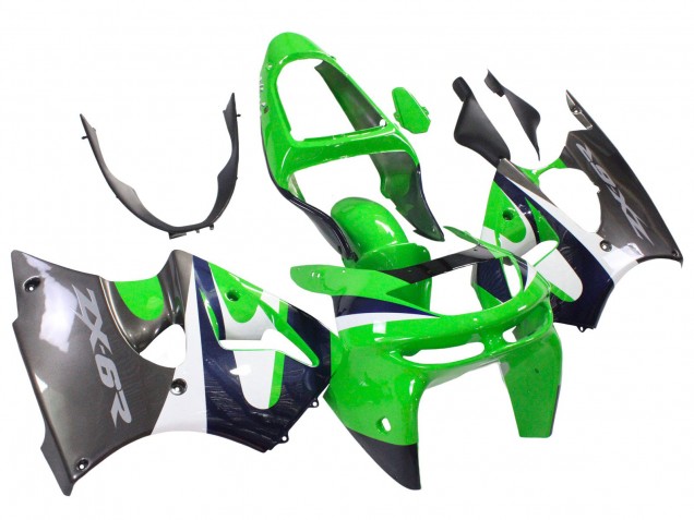 Descuento Carenados Moto Kawasaki ZX6R 1998-1999 - Verde Blanco Azul Oscuro Plata