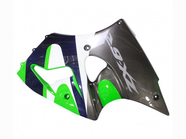 Descuento Carenados Moto Kawasaki ZX6R 1998-1999 - Verde Blanco Azul Oscuro Plata