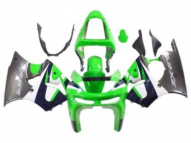 Descuento Carenados Moto Kawasaki ZX6R 1998-1999 - Verde Blanco Azul Oscuro Plata