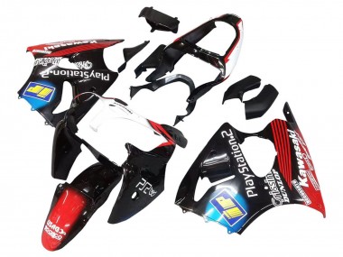 Descuento Carenados Moto Kawasaki ZX6R 2000-2002 - Negro Brillante Rojo Azul Rojo PlayStation 2