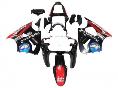 Descuento Carenados Moto Kawasaki ZX6R 2000-2002 - Negro Brillante Rojo Azul Rojo PlayStation 2