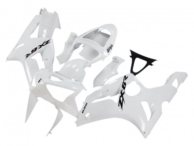 Descuento Carenados Moto Kawasaki ZX6R 2003-2004 - Blanco Negro Calcomanías