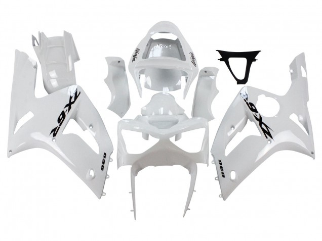 Descuento Carenados Moto Kawasaki ZX6R 2003-2004 - Blanco Negro Calcomanías