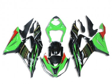 Descuento Carenados Moto Kawasaki ZX6R 2013-2018 - Verde Negro Brillante Rojo Honeycomb