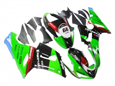 Descuento Carenados Moto Kawasaki ZX6R 2005-2006 - Verde Rojo Negro Elf 66