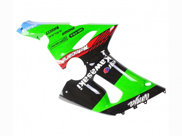 Descuento Carenados Moto Kawasaki ZX6R 2005-2006 - Verde Rojo Negro Elf 66