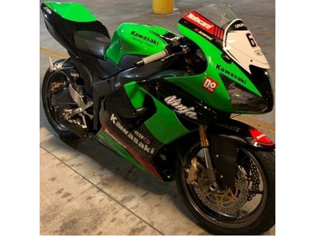 Descuento Carenados Moto Kawasaki ZX6R 2005-2006 - Verde Rojo Negro Elf 66