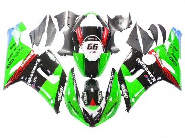 Descuento Carenados Moto Kawasaki ZX6R 2005-2006 - Verde Rojo Negro Elf 66