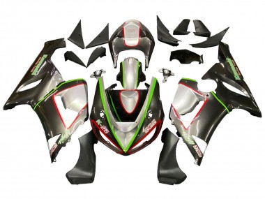 Descuento Carenados Moto Kawasaki ZX6R 2005-2006 - Negro Plata Verde Rojo K-26