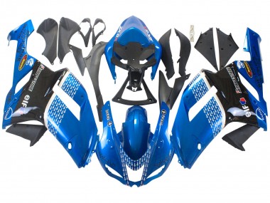Descuento Carenados Moto Kawasaki ZX6R 2007-2008 - Negro Azul Elf