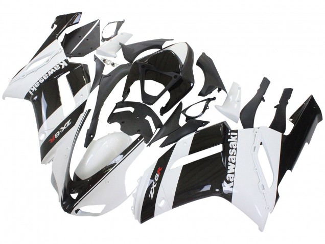 Descuento Carenado Moto Kawasaki ZX6R 2007-2008 - Blanco Negro