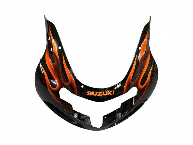 Descuento Carenados Moto Suzuki GSXR1000 2000-2002 - Negro Brillante Naranja Llama