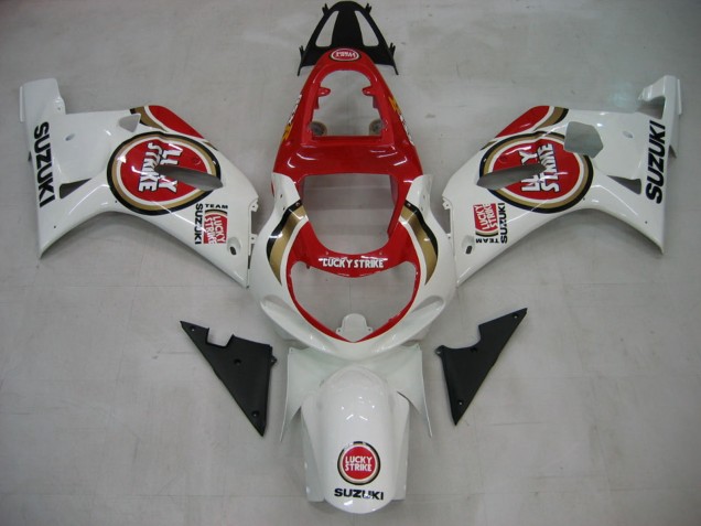 Descuento Carenados Moto Suzuki GSXR1000 2000-2002 - Blanco Rojo Lucky Strike