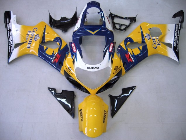 Descuento Carenados Moto Suzuki GSXR1000 2000-2002 - Amarillo Azul Oscuro Blanco Motul Corona